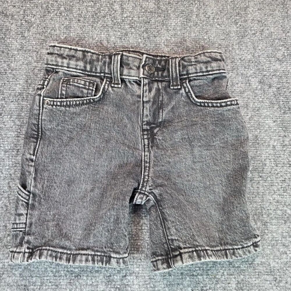 Boys Black Acid Wash Super Stretch Denim Cargo Shorts Size 3T